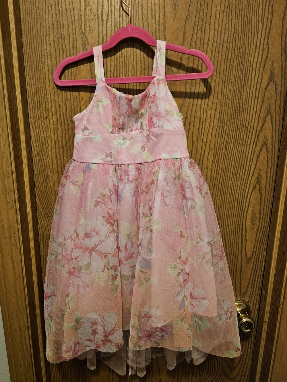 Girls' Pink Floral Formal high-low Dress